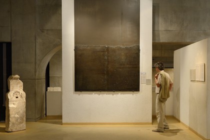 France, Rhone, Lyon, historical site listed as World Heritage by UNESCO, colline de Fourviere, Gallo-Roman Museum of Fourvière, the Lyon Tablet is an ancient bronze tablet that bears the transcript of a speech given in 48 by the Roman emperor Claudius