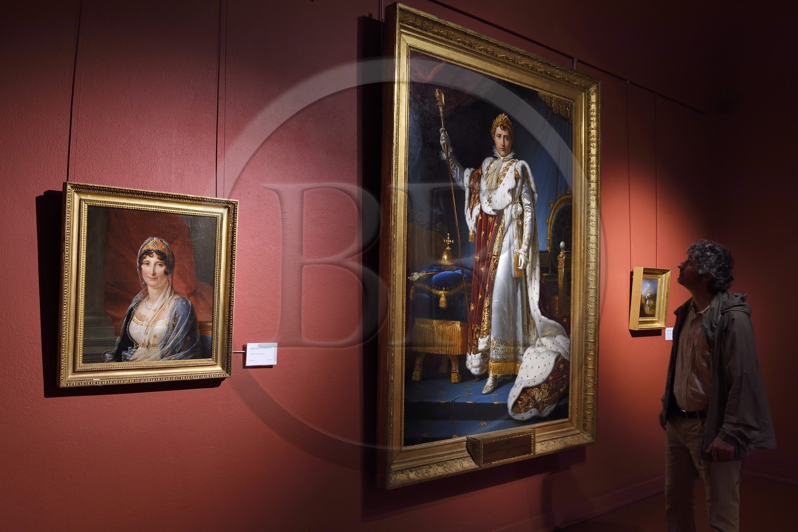 France, Corse du Sud, Ajaccio, Fesch museum (the Museum of Fine Arts), hall of Napoleonic collection, Laetitia Bonaparte left and the coronation of Napoleon right France, Corse du Sud, Ajaccio, Fesch museum (the Museum of Fine Arts), hall of Napoleonic collection, Laetitia Bonaparte left and the coronation of Napoleon right