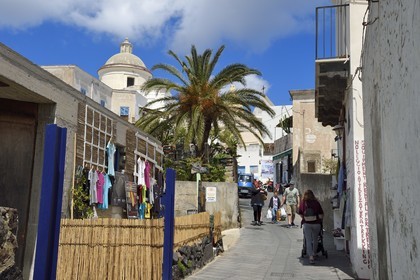 Italy, Sicily, Aeolian Islands, listed as World Heritage by UNESCO, Stromboli island, tourists in the main street of the village of Stromboli