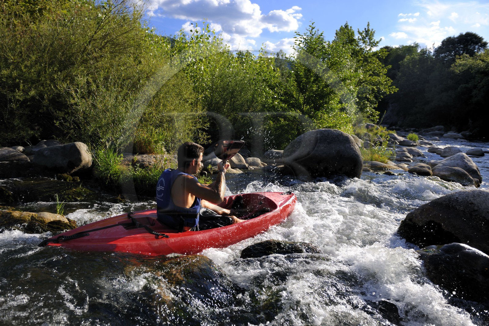 France, Herault, Orb valley, kayaking the river Orb at the moulin de Travassac next to Mons la Trivalle