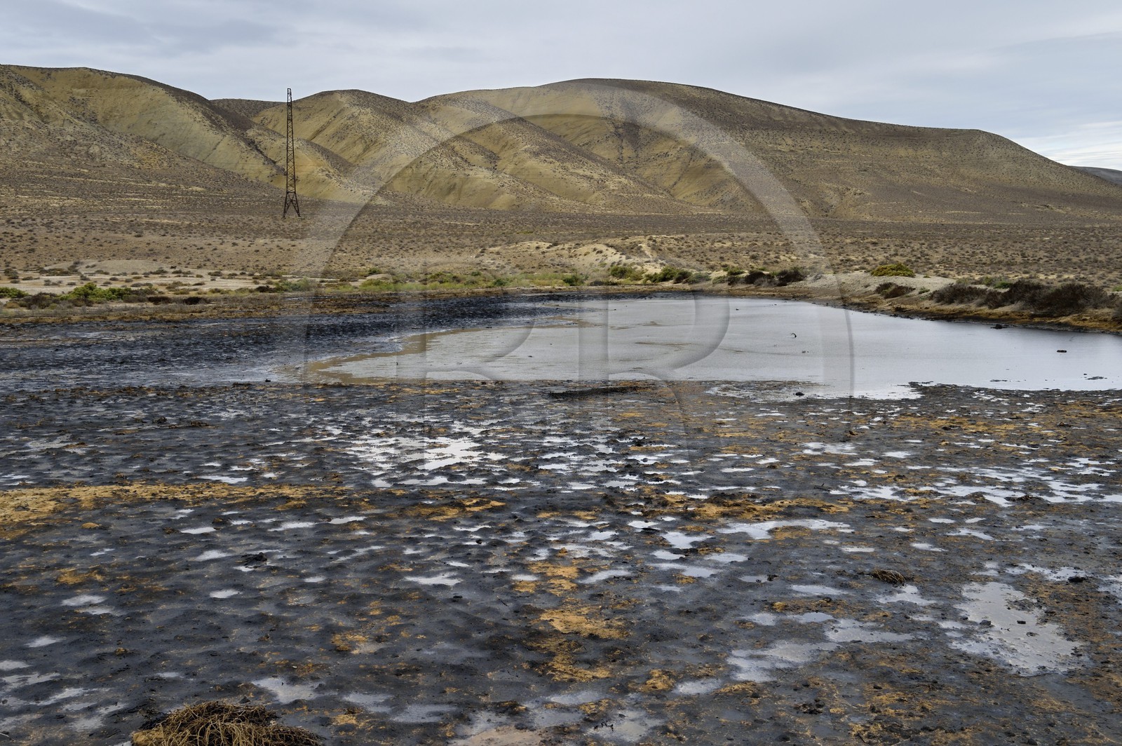 Azerbaïdjan, Gobustan, affleurement naturel de pétrole