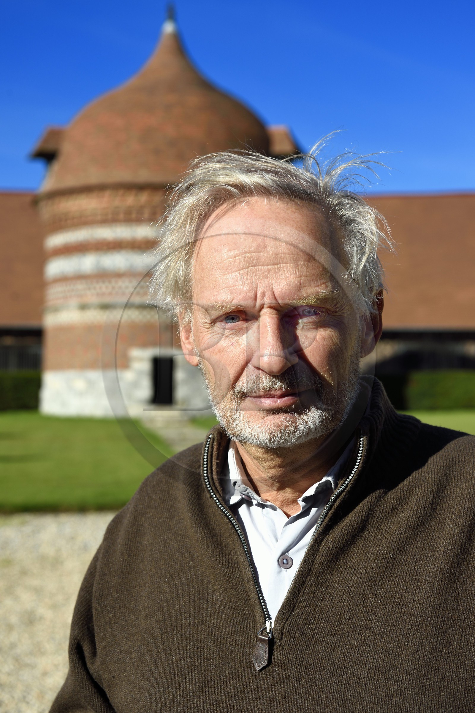 France, Seine-Maritime (76), Côte d'Albatre, Pays de Caux, Varengeville-sur-Mer, le Manoir d'Ango,  Jean Baptiste Hugot copropriétaire du manoir avec ses deux soeurs