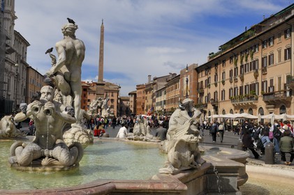 Italy, Lazio, Rome, historical center listed as World Heritage by UNESCO, Piazza Navona, Fontana del Moro (fountain of the Moor) of Giacomo della Porta