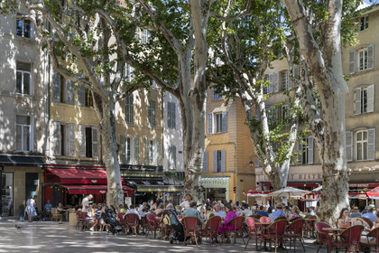 France, Bouches-du-Rhône (13), Aix en Provence, terrasse de café place Richelme