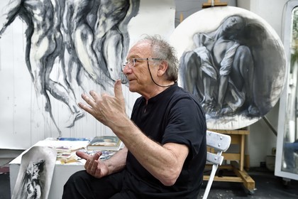 France, Ivry sur Seine, the artist Ernest Pignon-Ernest in his studio