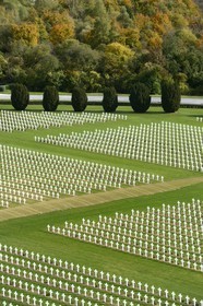 France, Meuse, Douaumont, battle of Verdun, ossuary of Douaumont, national necropolis, graves of soldiers alignment