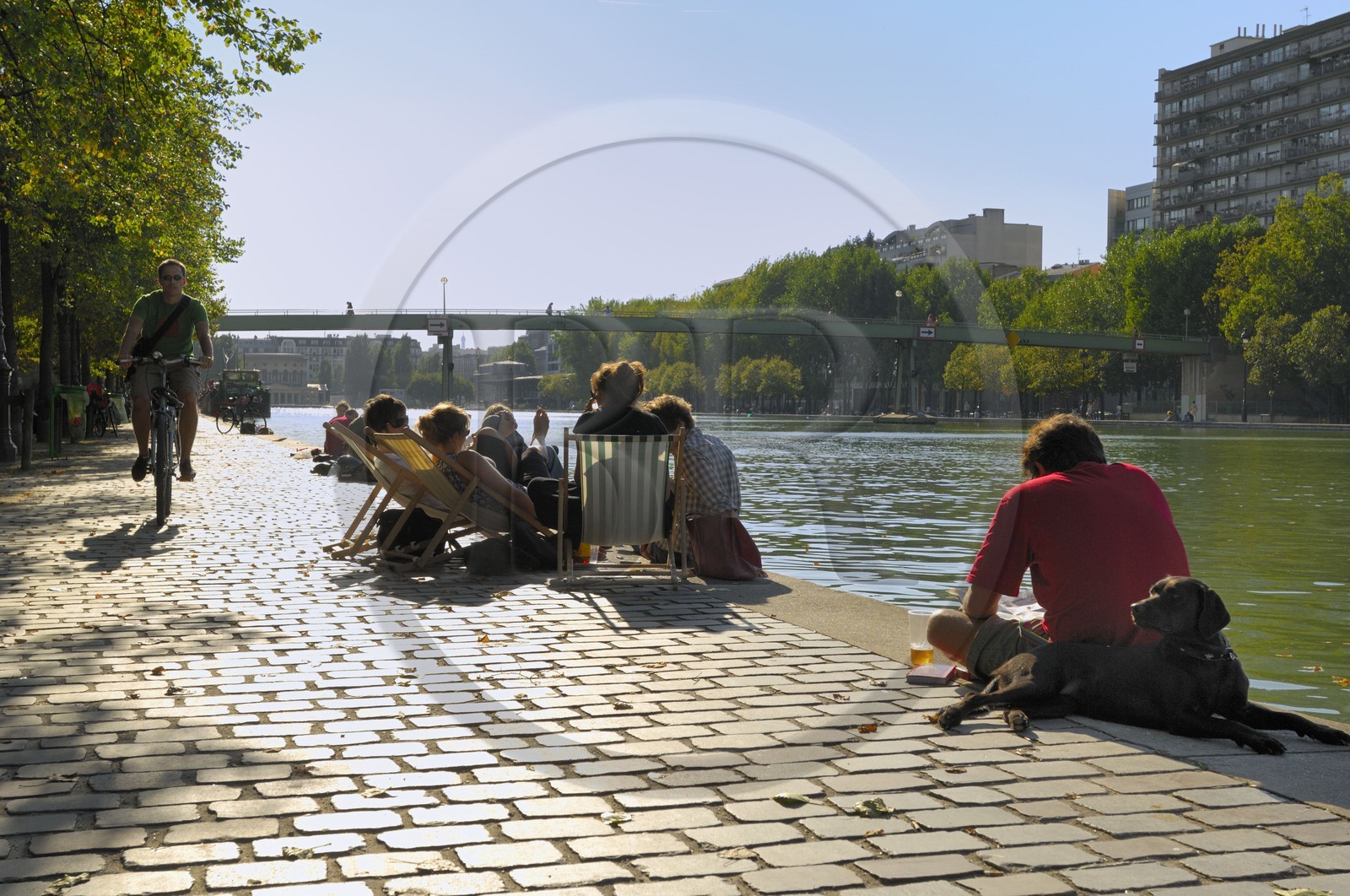 France, Paris (75), le Bassin de la Villette sur le canal de l'Ourcq