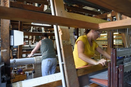 France, Var, Presqu'ile de Saint Tropez, Cogolin, the Manufacture Cogolin has been making rugs since 1924, most of them are woven by length on 19th century Jacquard hand looms