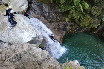 France, Corse du Sud, Alta Rocca, Bavella, canyonning in the stream of Polischellu
