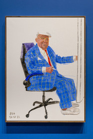 France, Paris, Bois de Boulogne, the Louis Vuitton Foundation by architect Frank Gehry, David Hockney exhibition 25, Self Portrait, 20th June 2022