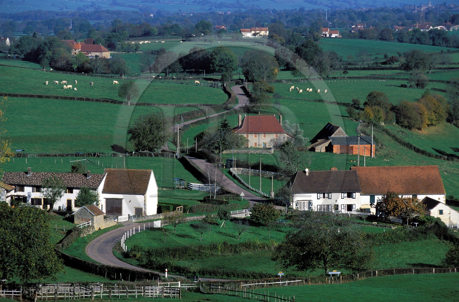 France, Saône-et-Loire (71), paysage du brionnais vers Saint-Christophe-en-Brionnais France, Saône-et-Loire (71), paysage du brionnais vers Saint-Christophe-en-Brionnais