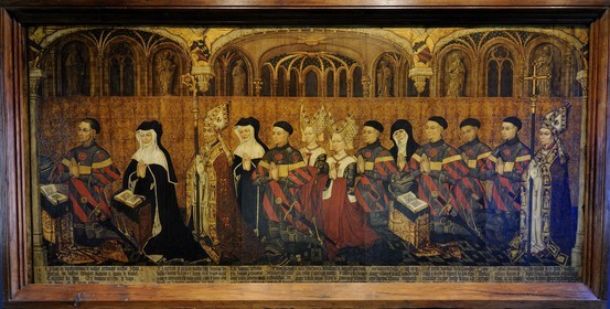 France, Paris (75), musée du Moyen-Age, ancien hôtel de Cluny, la famille Jouvenel des Ursins en prière peinture sur bois vers 1450 provenant de la chapelle Saint-Guillaume à Notre-Dame