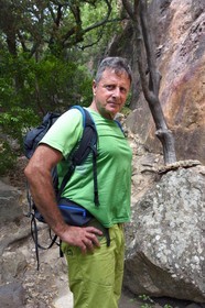 France, Var, between Bagnols en Foret and Roquebrune sur Argens, hike in the Gorges du Blavet, the tour guide Eric Gorlet