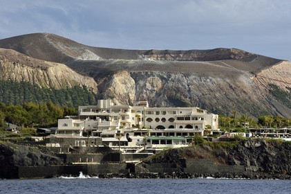 Italy, Sicily, Aeolian Islands, listed as World Heritage by UNESCO, Vulcano Island,  Therasia Resort Sea & Spa at the foot of the of volcano