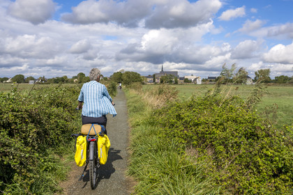 France, Loire-Atlantique (44), Lavau-sur-Loire, randonnée à vélo dans l'estuaire de la Loire