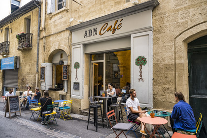 France, Herault, Montpellier, historic center called the Ecusson, ADN Café in rue de la Carbonnerie