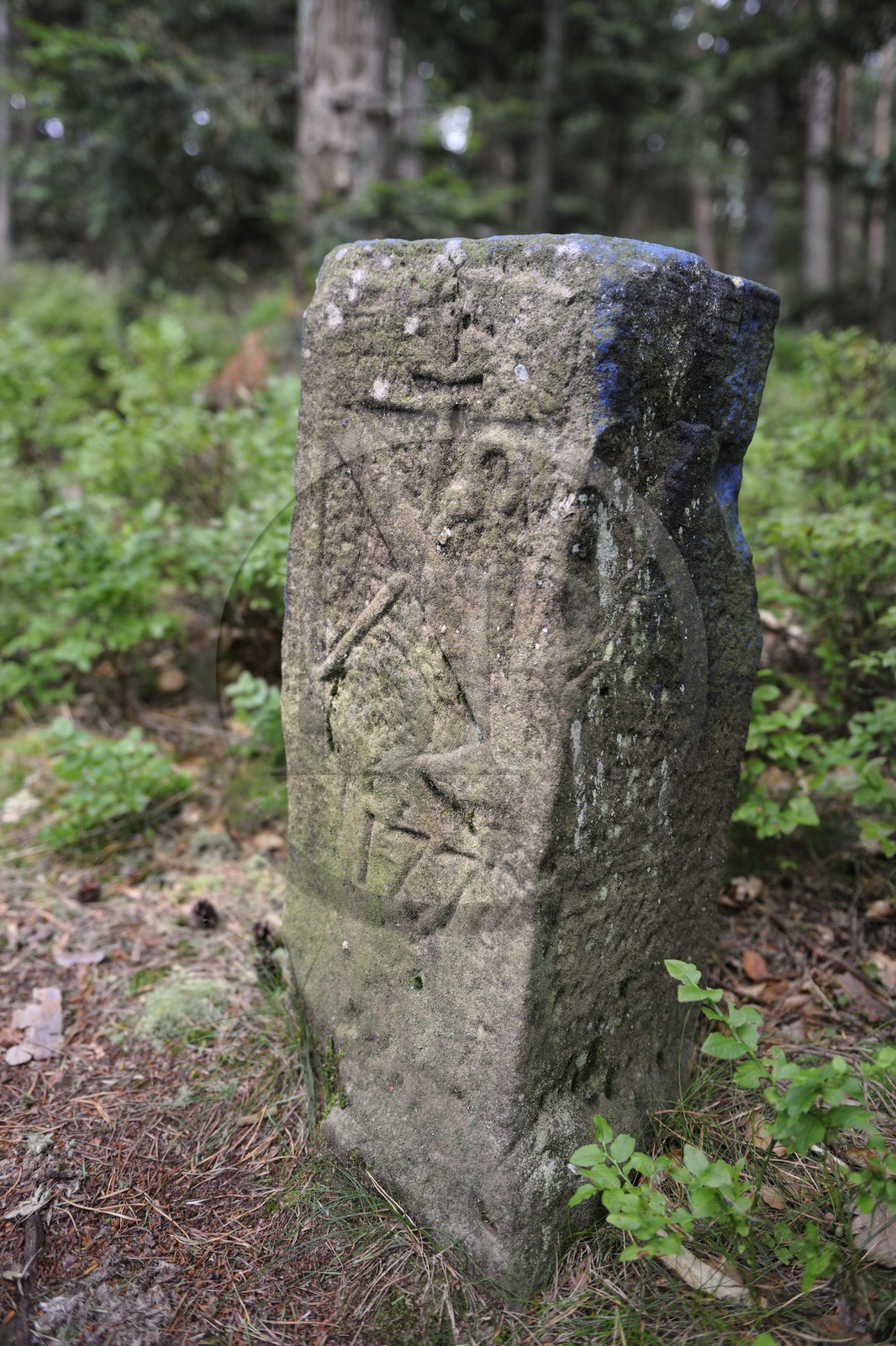 France, Bas Rhin, Mont Saint Odile, abbey-church sign