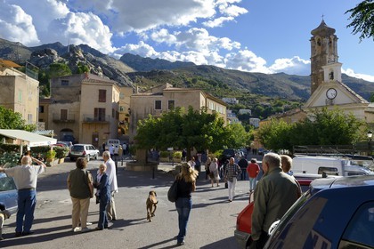 France, Haute Corse, Balagne, village square of Speloncato