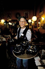 France, Nord, Lille, la Braderie de Lille, famous brasserie (restaurant) Aux Moules (mussels) during la Braderie de Lille (jumble sale)