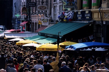 France, Nord, Lille, crowd in Rihour street during the Braderie de Lille (jumble sale)