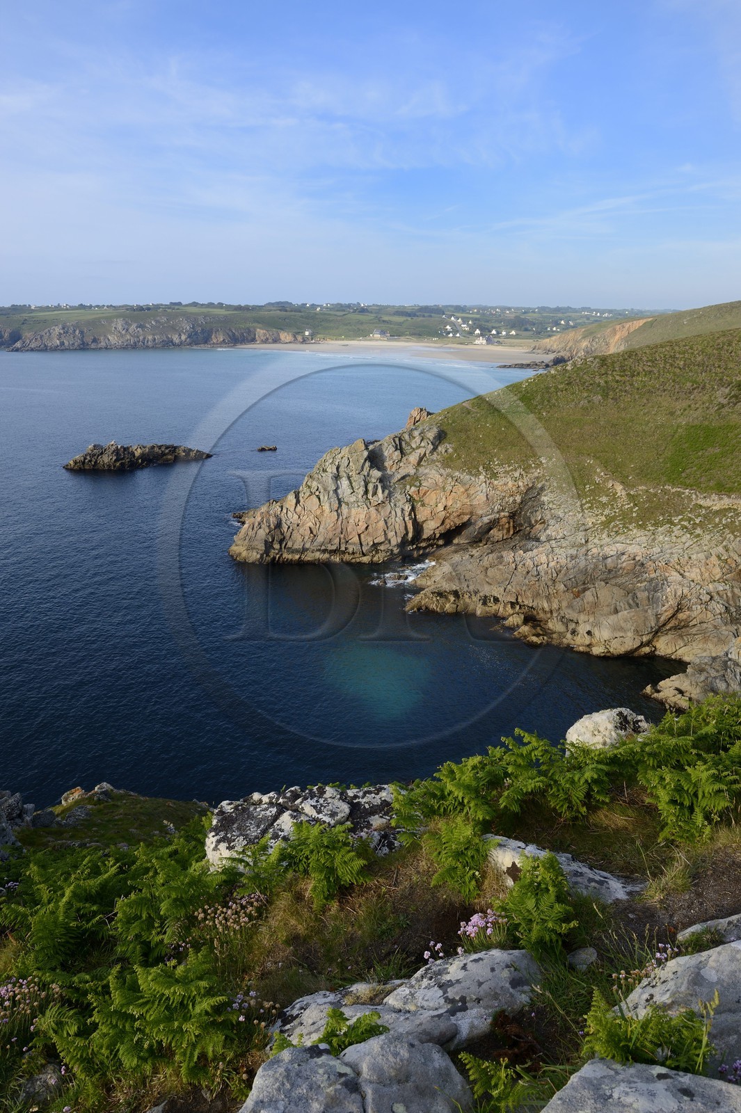 France, Finistere, Iroise Sea, Plogoff, Baie des Trepasses, between the Pointe du Raz and the Pointe du Van in the background