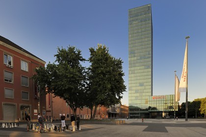 Switzerland, Basel, Fair Messerturm Tower on the Messerplatz, highest tower in Switzerland