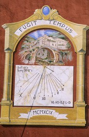 France, Alpes Maritimes, Valley of the Roya (hinterland of Nice), Rya Valley, sundial in Breil sur Roya