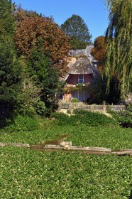 France, Seine-Maritime (76), Côte d'Albatre, Pays de Caux, Veules-les-Roses, labellisé Les Plus Beaux Villages de France, cressonnières arrosées par la Veules fleuve célèbre pour la faible longueur de son cours (1 100 m)