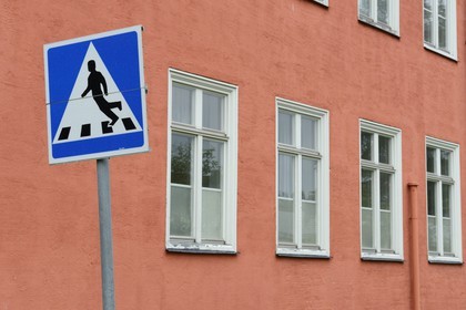 Sweden, Vasterbotten County, Umea, Umedalen sculpture parc, Traffic Sign (1990 –2006 ) from Mikael Richter