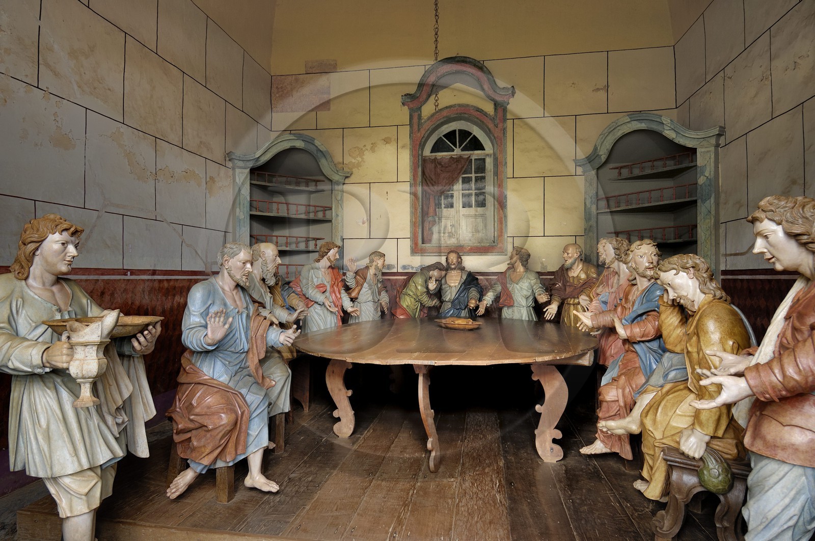 Brésil, Etat du Minas Gerais, ville de Congonhas do Campo, église Santuario Bom Jesus de Matosinhos, scènes de la Passion par le sculpteur Aleijadinho: la Cène (Route de l'or, Estrada Real)