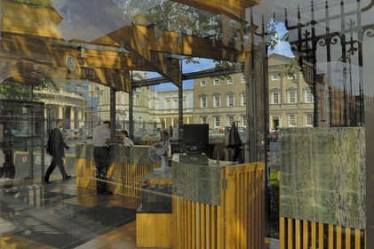 Irlande, Dublin, les Leinster Pavilions à l'entrée du National Museum et National Library (Bucholz McEvoy Architects)