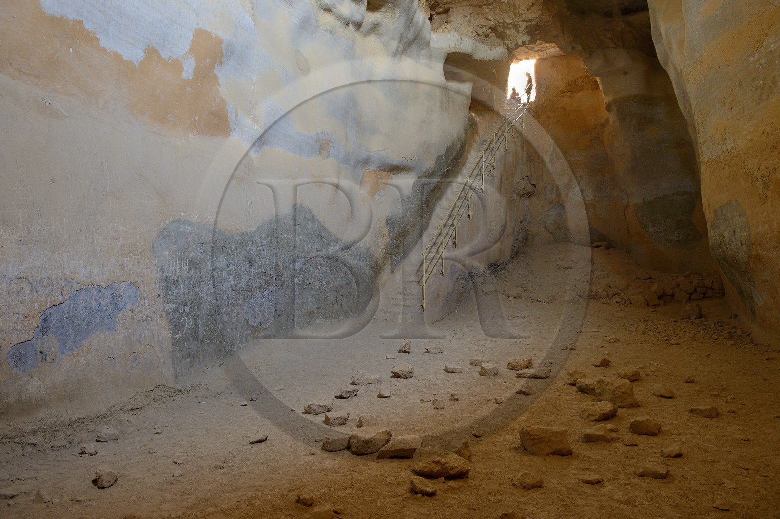 Israel, désert du Neguev, forteresse de Massada, classée Patrimoine Mondial de l'UNESCO, la Citerne Hérodienne (40 av JC) au sud du plateau