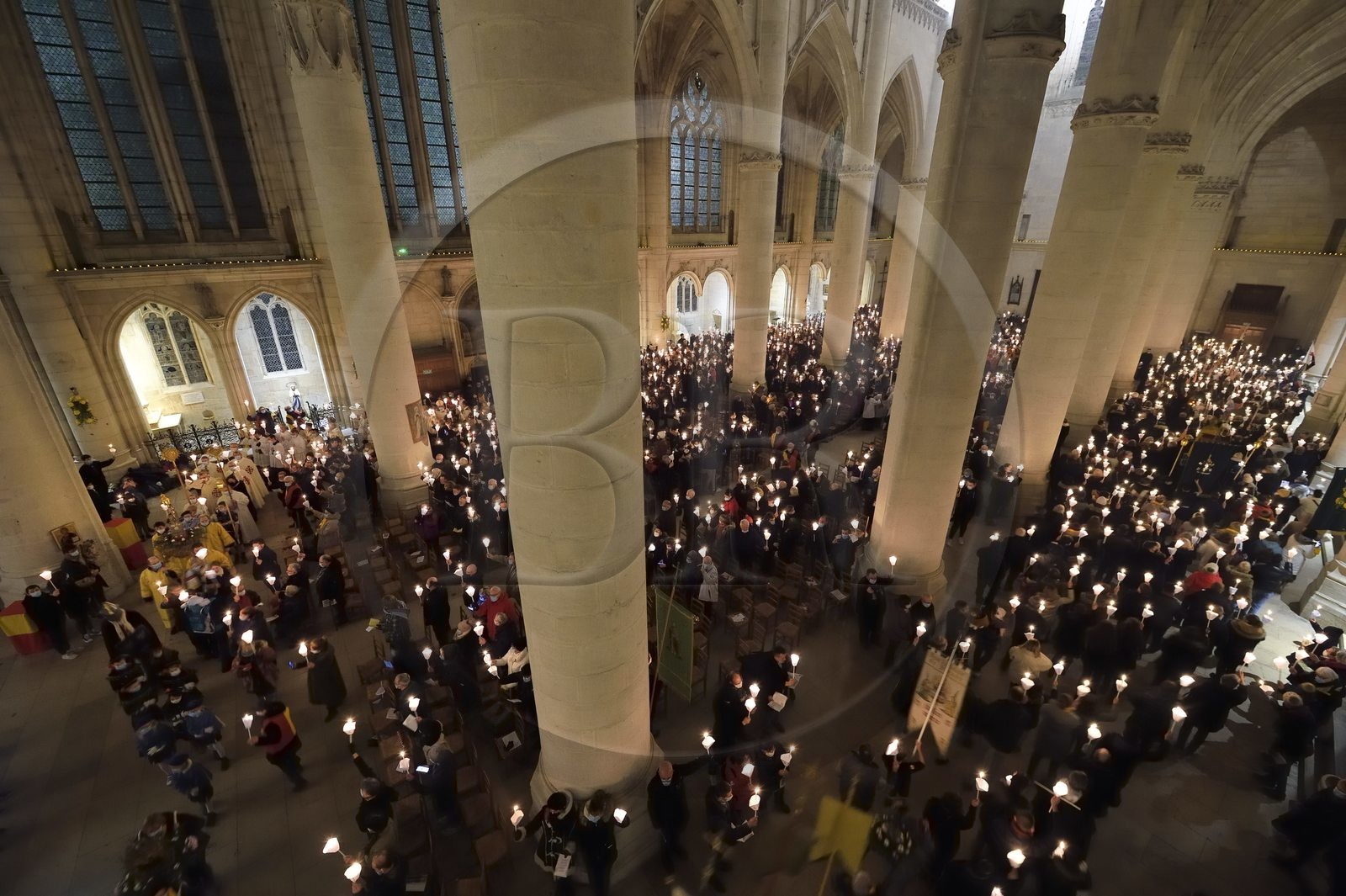 France, Meurthe-et-Moselle (54), Saint-Nicolas-de-Port, basilique de Saint Nicolas, procession aux flambeaux qui est fêtée depuis 1245 à l'occasion de la Saint-Nicolas