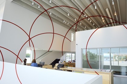 Sweden, Vasterbotten County, Umea, the Bildmuseet (Museum of Contemporary Art and Visual Culture) at Umea Arts Campus, the lobby transformed by the artist Felice Varini