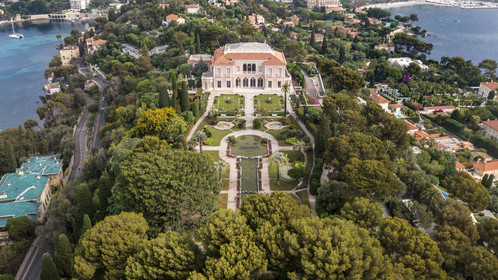 France, Alpes-Maritimes, Saint Jean Cap Ferrat, Villa and Gardens Ephrussi de Rothschild (aerial view)