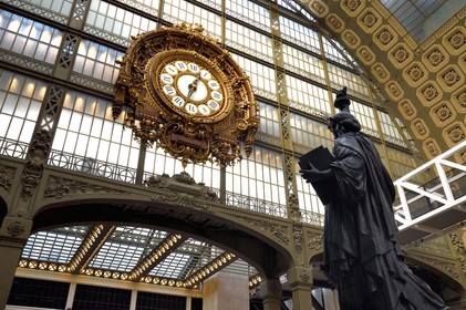 France, Paris, Orsay museum, the Statue of Liberty in front of the big clock