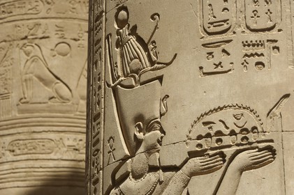 Egypt, Upper Egypt, Nile Valley, Kom Ombo Temple dedicated to Sobek, the god with a crocodile's head