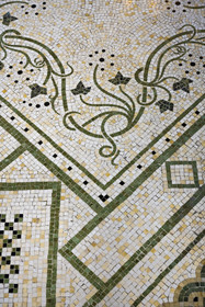 France, Alpes-Maritimes, Beaulieu-sur-Mer, neo-Greek style villa Kerylos build in 1908 by architect Emmanuel Pontremoli, mosaics with ancient Greek motifs