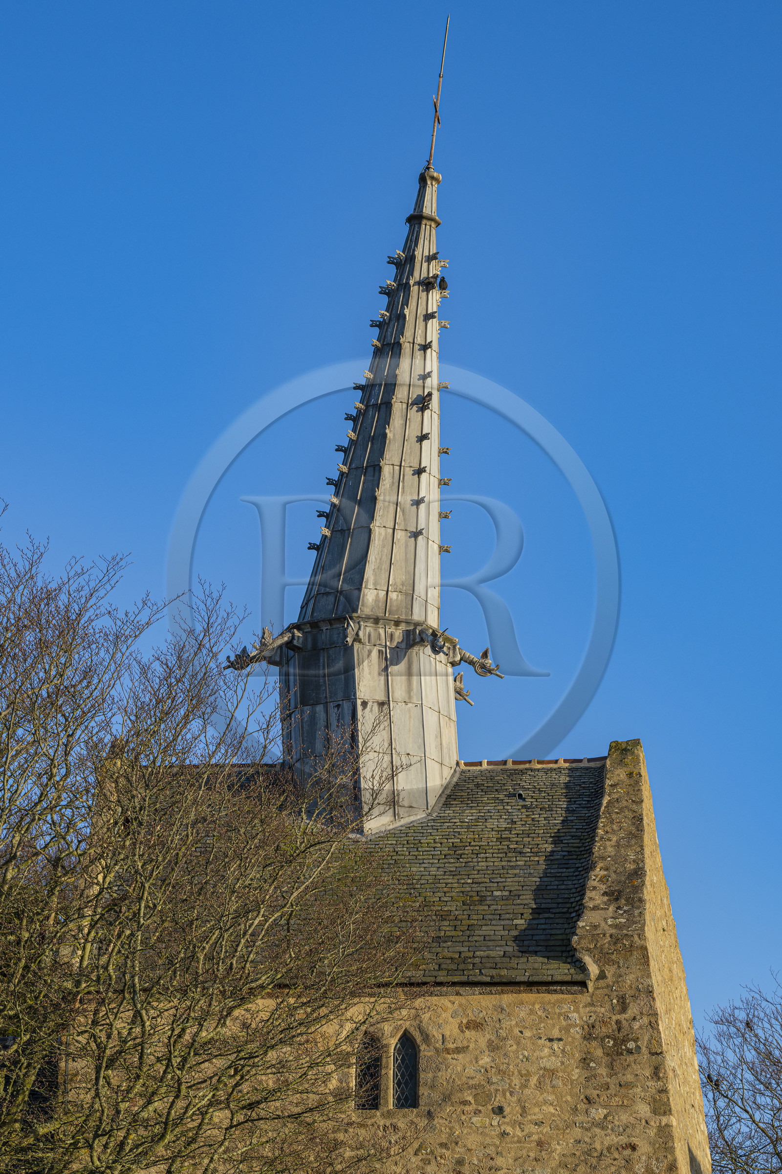 France, Côtes-d'Armor (22), Plougrescant, chapelle de Saint-Gonéry avec son clocher penché