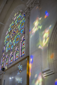 France, Vendee, Mortagne sur Sèvre, Saint-Hilaire church, church and stained glass interpretation center
