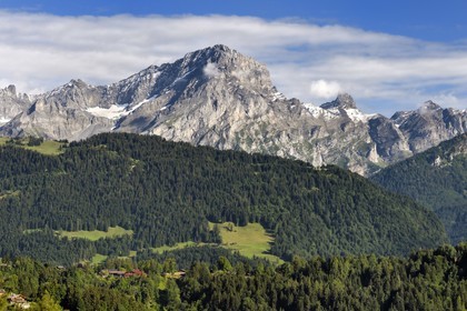Switzerland, Canton of Vaud, Villars-sur-Ollon, panorama of the  massif of Argentine overlooking Solalex