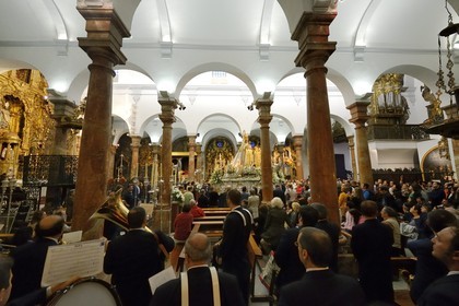Spain, Andalusia, Seville, Santa Cruz district, San Nicolas church, procession of the Virgin of the snow (Virgen de las Nieves)