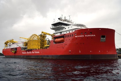 Norway, Ostfold County, Halden, Nexans Aurora cable-laying vessel, vessel for laying electric cables, connecting and repairing these cables
