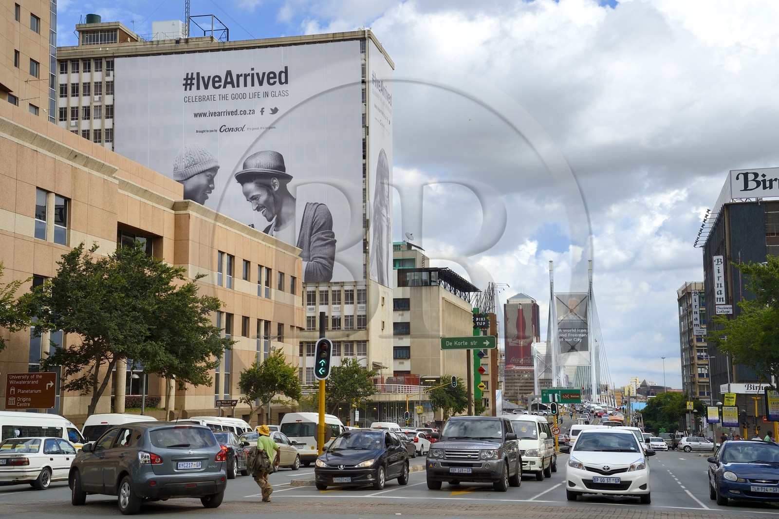 Afrique du Sud, province de Gauteng, Johannesburg, quartier de Braamfontein, le pont Nelson Mandela au bout de Bertha street