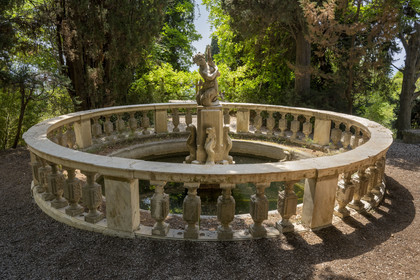 Italie, Ligurie, Province d'Imperia, Vintimille, Jardin botanique Hanbury, la fontaine de la Sirène