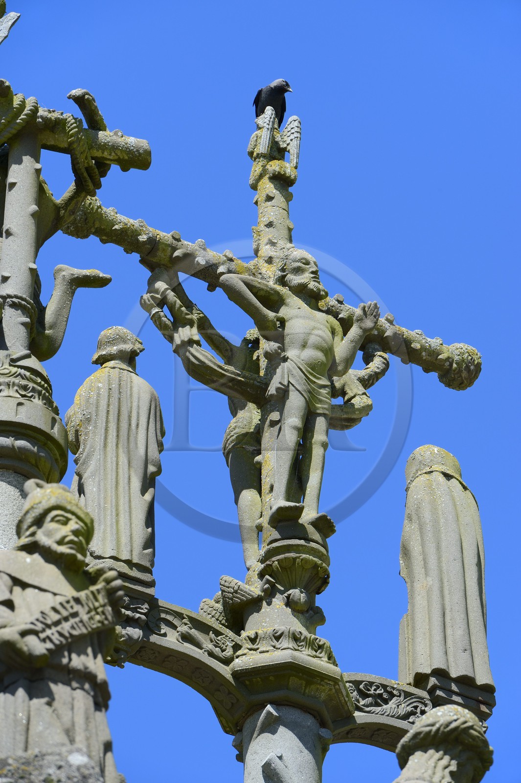 France, Finistère (29), Pleyben, le calvaire dans l'enclos paroissial