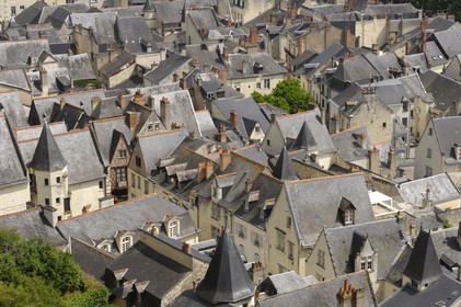France, Indre et Loire, Loire Valley listed as World Heritage by UNESCO, Chinon, the old town seen from the castle