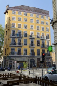 France, Rhone, Lyon, historic site listed as World Heritage by UNESCO, Rue de la Martiniere, fresco of the People of Lyon (La Fresque des Lyonnais) carried out by the City of Creation