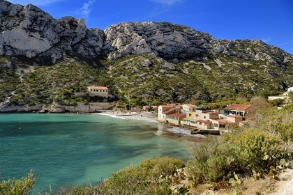 France, Bouches du Rhone, Marseille, National Park of the Calanques, Calanque de Sormiou, Calanque de Sormiou (cove)