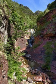 France, Alpes Maritimes, Mercantour Massif, Gorges of Cians carved by the Cians river in red lutite soil, Chalandre canyon